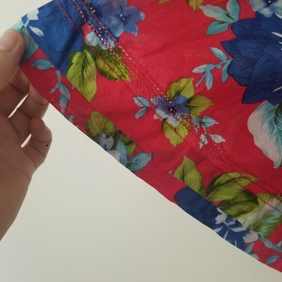 ABERCROMBIE & FITCH | skirt floral cotton red navy sz M - Picture 3 of 5